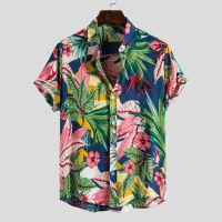 LASGO wish Amazon mens clothing 2020 spring and summer new mens fashion casual beach print short-sleeved shirt men