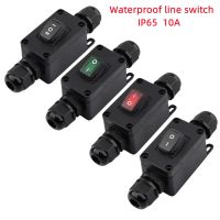 (1 PC) IP65 Waterproof 10A Heavy Duty Large Current Inline Cable On/Off Switch Max AC3 220V LED Indicator Dustproof Oil Proof