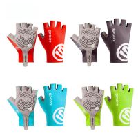 ❖☾☁ Half Finger Ice Silk Gloves Cold Road Bike Gloves Biker Equipment Outdoor Fitness Fishing Lure Non-slip Summer Cycling Sports