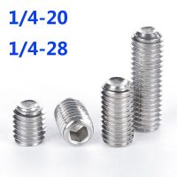 Set Screws 10PCS UNF 1/4-28 1/4-20 UNC Thread SUS 304 Stainless Steel Hexagon Socket Set Screws With Cup Point Headless Screws