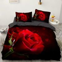 3D Rose Heart Bedding Set Nordic Duvet Cover 150x200 220x240 King Cover Modern Cat Wolf Print Pillowcase No Bed Sheet Size Quilt