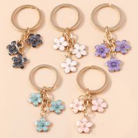 40 Colors Cute Plant Keychain Enamel Sakura Flower Key Ring For Women Girls Handbag Accessories Car Key Holder DIY Jewelry Gifts