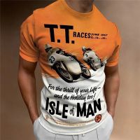 Motorcycle T-shirt Vintage Mens 3D Motor Printed Short Sleeve Tops Street Ride Biker T-Shirts Oversized Tee Shirt Men Clothing