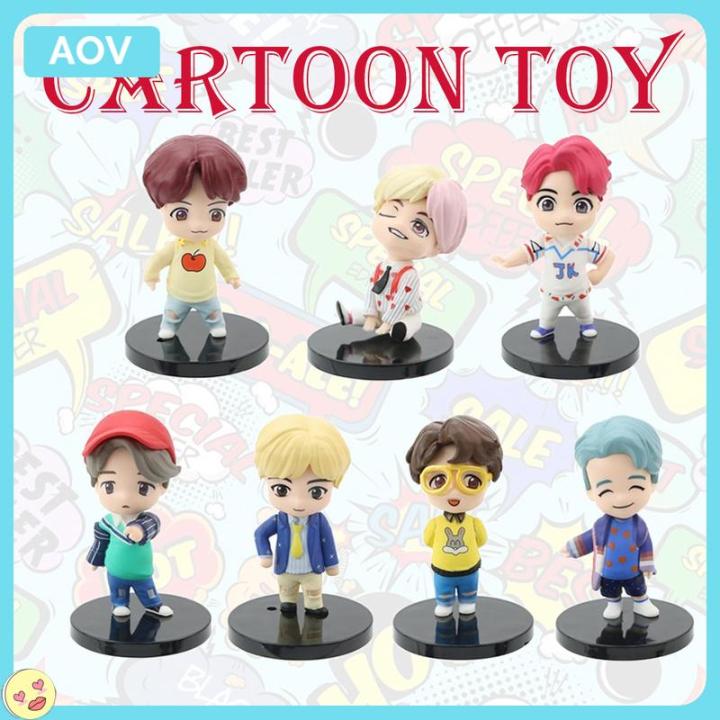 7x Bts Cartoon Character Set Plush Soft Birthday Gift Toy Figures Boy Dolls  Collections And Gifts Toy Decoration | Lazada