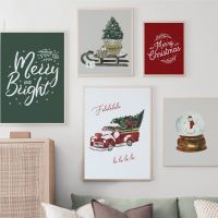 Christmas Theme Sweet Quotes Wall Art ภาพวาดผ้าใบ Nordic โปสเตอร์และพิมพ์ Merry Christmas ภาพ Room Home Party Decor New