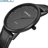 Mens Fashion Wrist Watch Black Quartz Wrist Watch Ultra Thin Case with Minimalist Analog Display Leather Strap Sport Watch Men