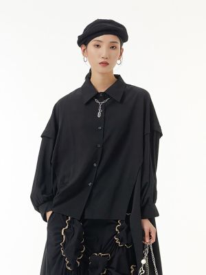 XITAO Blouse  Irregular Loose Bat Wine Sleeve Women Shirt Top