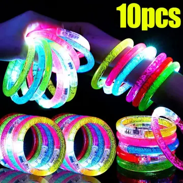 24 PCS Light-Up Bracelets Thick Acrylic Wristbands LED Flashing Bands Rave  EDC | eBay