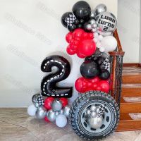 1 Set Race Car Birthday Balloons Arch Custom Name Checker Flag Banner Wheel Number Balloons for Birthday Party Baby Shower Decor Artificial Flowers  P