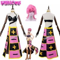 Trish Una Cosplay Costume Pink Wig Anime Jojos Bizarre Stone Ocean Adventure Trish Cicciolina Underwear Dress Necklace Uniform