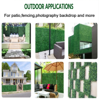 พืชประดิษฐ์หญ้าผนังแผง wood Hedge Greenery UV Protection Green Decor ความเป็นส่วนตัวรั้ว Backyard หน้าจองานแต่งงาน