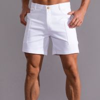 White Shorts Men Bermuda Shorts Streetwear Pure Cotton Knee Length Casual Short Pants Work Trousers Summer Fashion Bottoms 2023