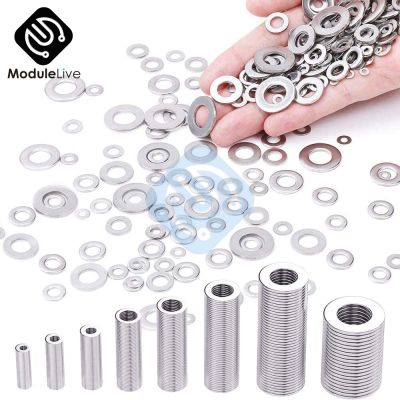 360PCS 304 Stainless Steel Flat Washers Set 360Pieces 8 Sizes Lock Metal Washers for Bolts Screws Hardware for Factories Repair Nails  Screws Fastener