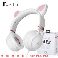 Phone PC Cute Cat Headphones With Mic Girls Children Wired Headset Gamer For iphone Laptop Stereo Bass Music Earphone kids Gift