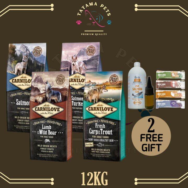 3 FREE GIFT 💕 Carnilove Grain Free Dog Food 12KG (Adult Salmon , Salmon
