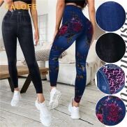 CALOFE Quần Legging Nữ Quần Bò Giả Denim Quần Legging Ôm Sát Eo Cao Quần
