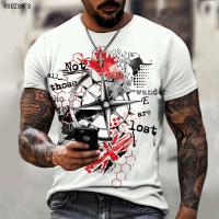 Brand Mens T-shirts 3D Printed Tops Horror Series Retro Watches Compass Street Cool New Styles Fashion Trend Oversize