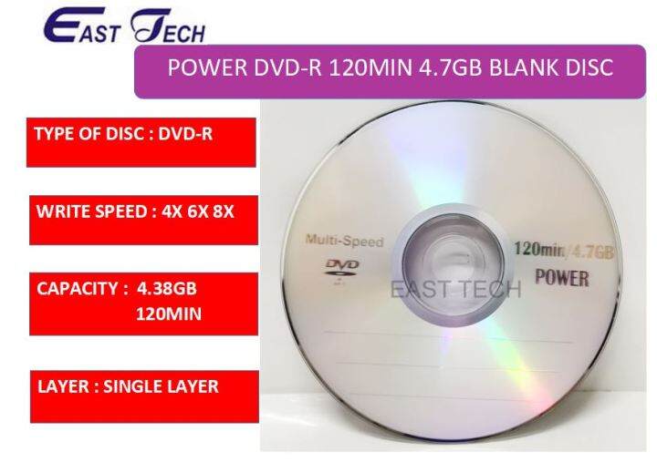 POWER BLANK DVD DVDR DVDR DVD DISC (10, 25, 50 PCS) 120MIN 4.7GB Lazada