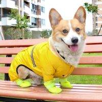 รองเท้าสัตว์เลี้ยงรูปหมีรองเท้าบูทหน้าฝนสุนัขไม่ตกกว่าหมี Corgi ใหญ่และสุนัขสัตว์เลี้ยงขนาดเล็กปานกลางที่ครอบเท้าด้านล่างนุ่มรองเท้าบูทกันฝนสกปรก