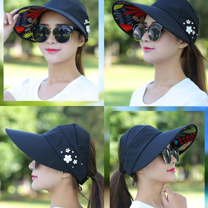korean-sun-hat-uv-protection-simple-folding-flower-print-sun-visor-for-women-cap-summer-beach-v1c2