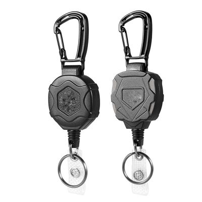 2 Pack Retractable Keychain Heavy Duty Carabiner Badge Holder with Steel Retractable Cord