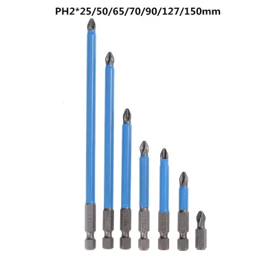 7Pcs PH2 Hex Shank Magnetic Screwdriver Bits 25-150mm Long Reach Electric Screwdriver Bit Phillips/Cross Head Screw Nut Drivers