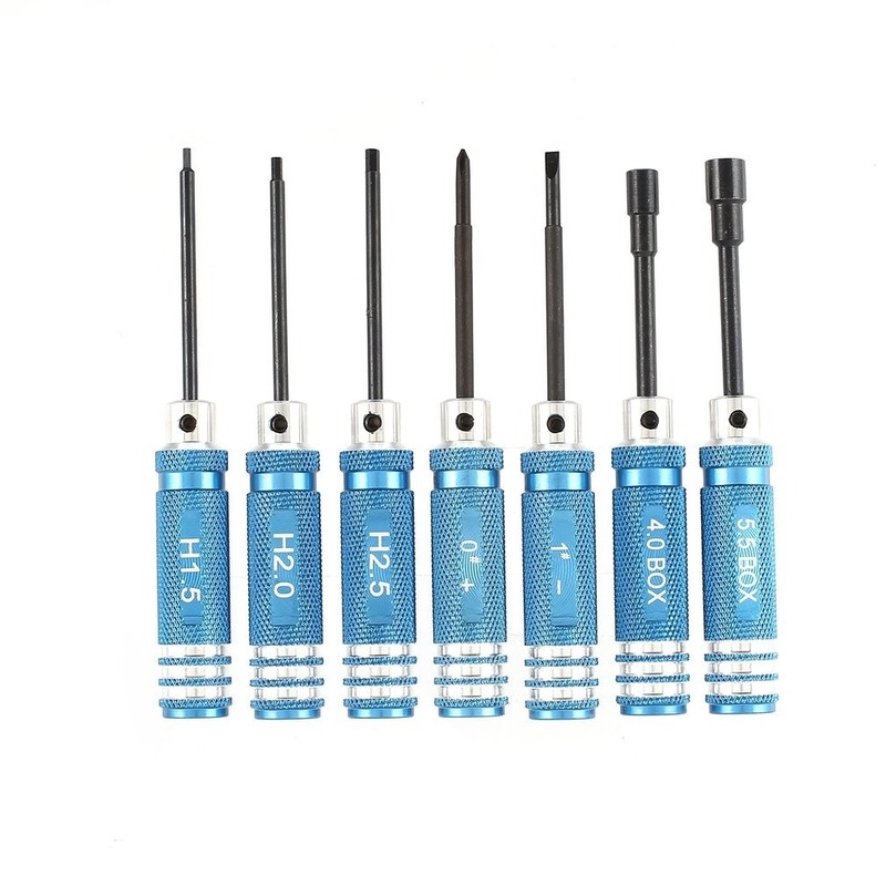 7 Pieces Steel Screwdriver Set RC Tool Kit for RC Model Car Helicopter Black 1.5mm, 2mm, 2.5mm, 3mm, 4mm, 5.5mm 
