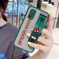 UCUC เคสโทรศัพท์เคสสำหรับ Realme 7 5G (มีสายรัดข้อมือ) กันกระแทก Frosted กลับ Marvel Spider-Man การ์ตูนเคสใส่โทรศัพท์ Soft Edge Full ฝาครอบเลนส์ป้องกันเลนส์โทรศัพท