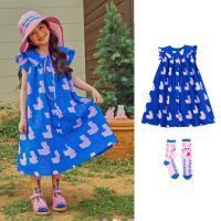 【พร้อมส่ง】「สินค้าลิขสิทธิ์แท้」Iris kids IKD074-IKS076 navy bunny dress - sock เสื้อผ้าเด็กเกาหลี เดรส ถุงเท้า