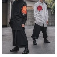 [X-MEN] Yohji Yamamoto เสื้อเชิ้ตแขนยาว ปักลายดอกไม้ สีแดง สําหรับผู้ชาย และผู้หญิงTH