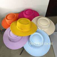 หมวกสักหลาดสำหรับผู้หญิงผู้ชายหมวก Fedora Wide Brim ทรงแบนดีไซน์เว้าหมวกแนวแจ๊สหูกระต่ายฤดูใบไม้ร่วงฤดูหนาวสีสันสดใสเหมาะกับทุกเพศหมวกปานามา2022