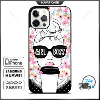 Girl Boss Flower Phone Case for iPhone 14 Pro Max / iPhone 13 Pro Max / iPhone 12 Pro Max / XS Max / Samsung Galaxy Note 10 Plus / S22 Ultra / S21 Plus Anti-fall Protective Case Cover