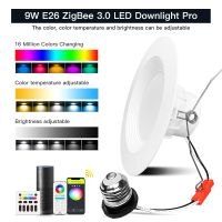 GLEDOPTO 9W ZigBee3.0 LED Downlight E26 Recessed Light Dim Color Temperature RGB For Indoor Lights Tuya Homey Alexa App 2.4G RF