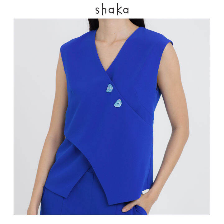 aw21-shaka-v-neck-sleeveless-blouse-เสื้อแขนกุดคอวีป้ายด้ายหน้า-ทรงเข้ารูป-bl-a210706