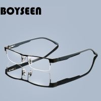 ▩ High Quality Men Titanium Alloy Eyeglasses Non Spherical 12 Layer Coated Lenses Reading Glasses 1.0 1.5 2.0 2.5 3.0 3.5 4.0