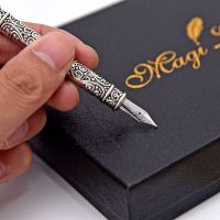 Vintage Handmade Pea Feather Quill Dip Fountain Pen + Writing Ink 3 Nibs Kit Set with Gift Box
