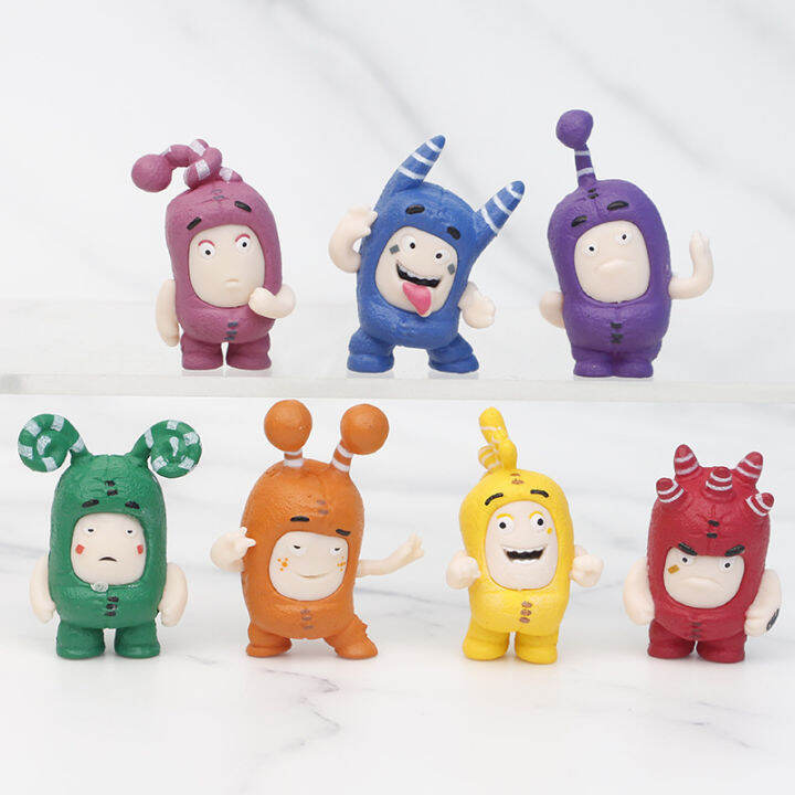 จัดส่งที่รวดเร็ว-oddbods-รูปของเล่นแอ็คชั่นของเล่นของขวัญสำหรับเด็กวันเกิดตกแต่ง7ชิ้นอะนิเมะแอ็คชั่น-oddbods