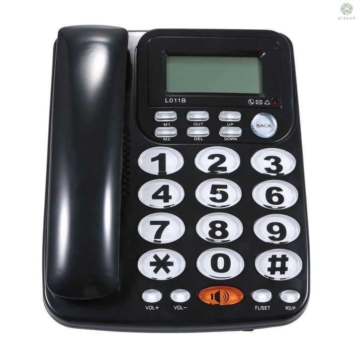 dz-โทรศัพท์ตั้งโต๊ะ-แบบใช้สาย-พร้อมปุ่มกด-ขนาดใหญ่-แฮนด์ฟรี-ปรับความสว่างหน้าจอได้-สีดํา-สายโทรศัพท์-us