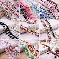 [HOT!] 1yard Bohemian Lace Trim Ethnic Embroidery Lace Ribbon Colorful Round Ball Tassel Pompom Beads Pendant Collars DIY Accessories