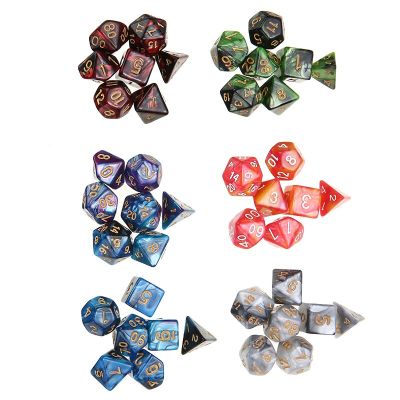 ；。‘【； New 42Pcs/6Set Acrylic Polyhedral Dice Multi-Sided Digital Dices Set With Storage Pouches For Playing Board Game