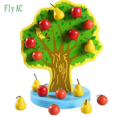Montessori Educational Wooden Toys Magnetic Apple Pear Tree Toys for Children Birthday Gift