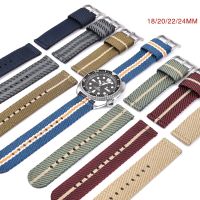 Tali NATO Nilon dengan Kepadatan Tinggi 18/20/22/24Mm Zulu Band Gesper Baja Tahan Karat Aksesori Jam Tangan Gelang Pengganti Pria Militer