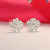 Bông tai bạc nữ đẹp hình bông hoa đính đá BTN0078 - Trang Sức TNJ