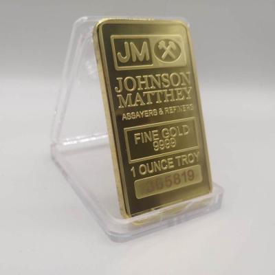 เหรียญที่ระลึก Johnson Matthey JM Bar ขนาด1ออนซ์24K เหรียญหุ้มทอง50X28มม. สามารถปรับแต่งได้
