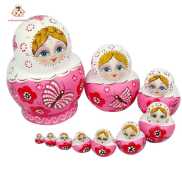 Ready Stockwelcomehome 10PCS Pink Wooden Russian Nesting Dolls Gift