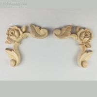 Wood Applique Carved Decal Corner Onlay Unpainted for Furniture Home Door Cabinet Decoration Figurines Miniatures