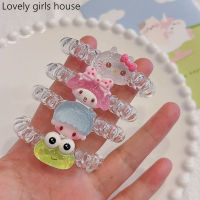 【♡Lovely girls house♡】5Pcs ห่วงรัดผมการ์ตูน Sanrio น่ารักสำหรับผู้หญิงหญิงสาวเชือกรัดผมสายโทรศัพท์ยืดหยุ่นยางรัดผมหวานยอดนิยม