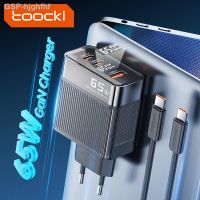 Hjghfhf Toocki อุปกรณ์ชาร์จ USB 65W Type C สำหรับ iPhone MacBook ชาร์จเร็วจอแสดงผลแล็ปท็อปคอมพิวเตอร์แท็บเล็ต PD3.0 QC4.0