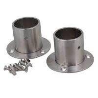 ✑◎✣ Stainless Steel Pipe Flange Socket Rod Holder Fitting Bracket For 32mm Dia Pipe Hardware Pack Of 2