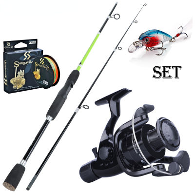 Retcmall6 1.8M Fishing Rod And Reel Set And Free Send Fihsing Line Lure Spinning Fishing Kit Outdoor Sport Travel